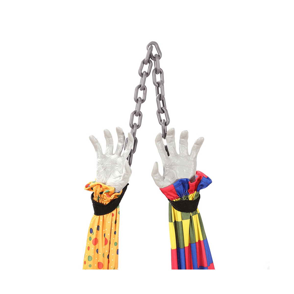 Haunt & Co 5.6 Ft Halloween Hanging Animated Talking & Shaking Scary Clown with Chain, Touch Activated for Decor