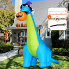 Haunt & Co COMIN Halloween Inflatables 10 FT Tall Dinosaurs Eating Pumpkin Blow Up Yard Decoration with Built-in LED