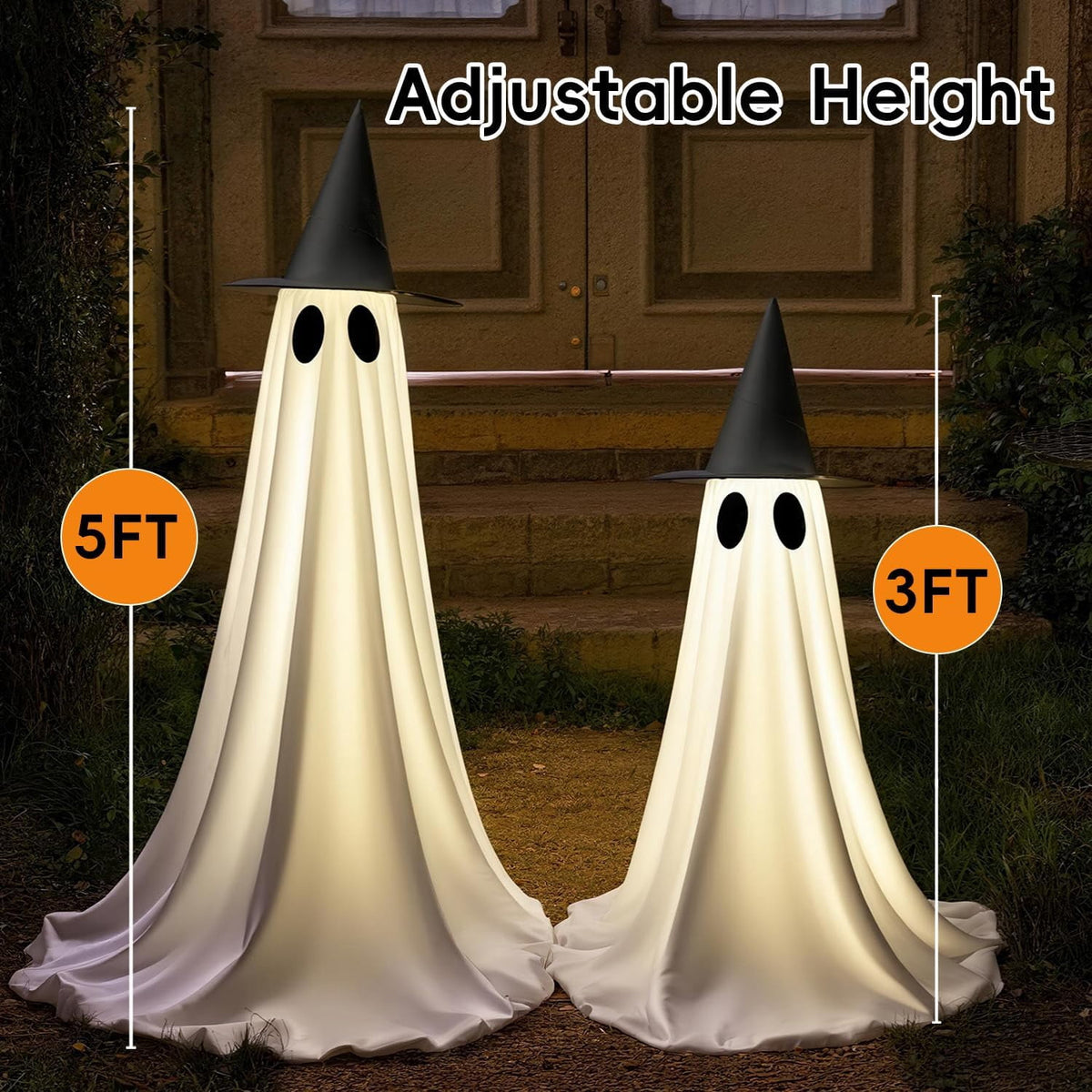 Haunt & Co Outdoor Indoor Indoor,Spooky Ghost Decor with String Lights,Halloween Ghost Lights