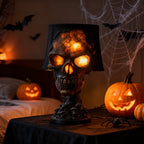 Haunt & Co HAHUT Halloween Lava Stone Skull Table Lamp, Gothic Resin Skeleton Statue Ornament for Halloween Anniversary Valentines Birthday Gifts