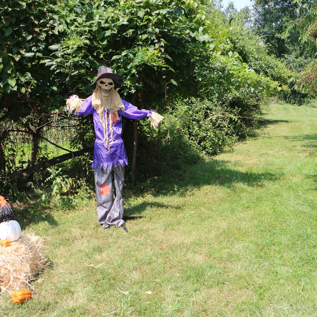 Haunt & Co 6 ft Standing Halloween Scarecrow Yard Decoration with LED Green Eyes