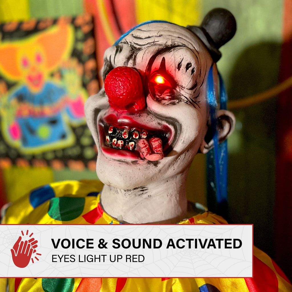 Haunt & Co 5.9 ft Voice & Sound-Sensor Clown on Tricycle Halloween Animatronic