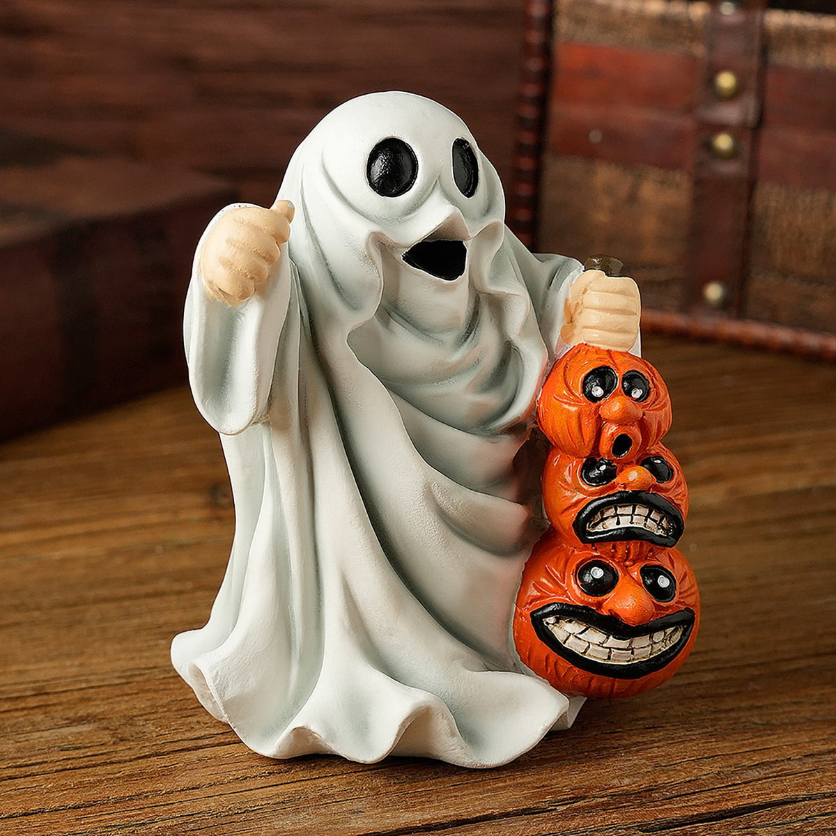 Haunt & Co Halloween Haunted Ghost Pumpkin Ornaments â?? Bold Silhouettes with Creepy Shadows, Halloween Decorations for Snack Tables, Dessert Stations & Halloween Party Setups â?? great for Halloween Parties