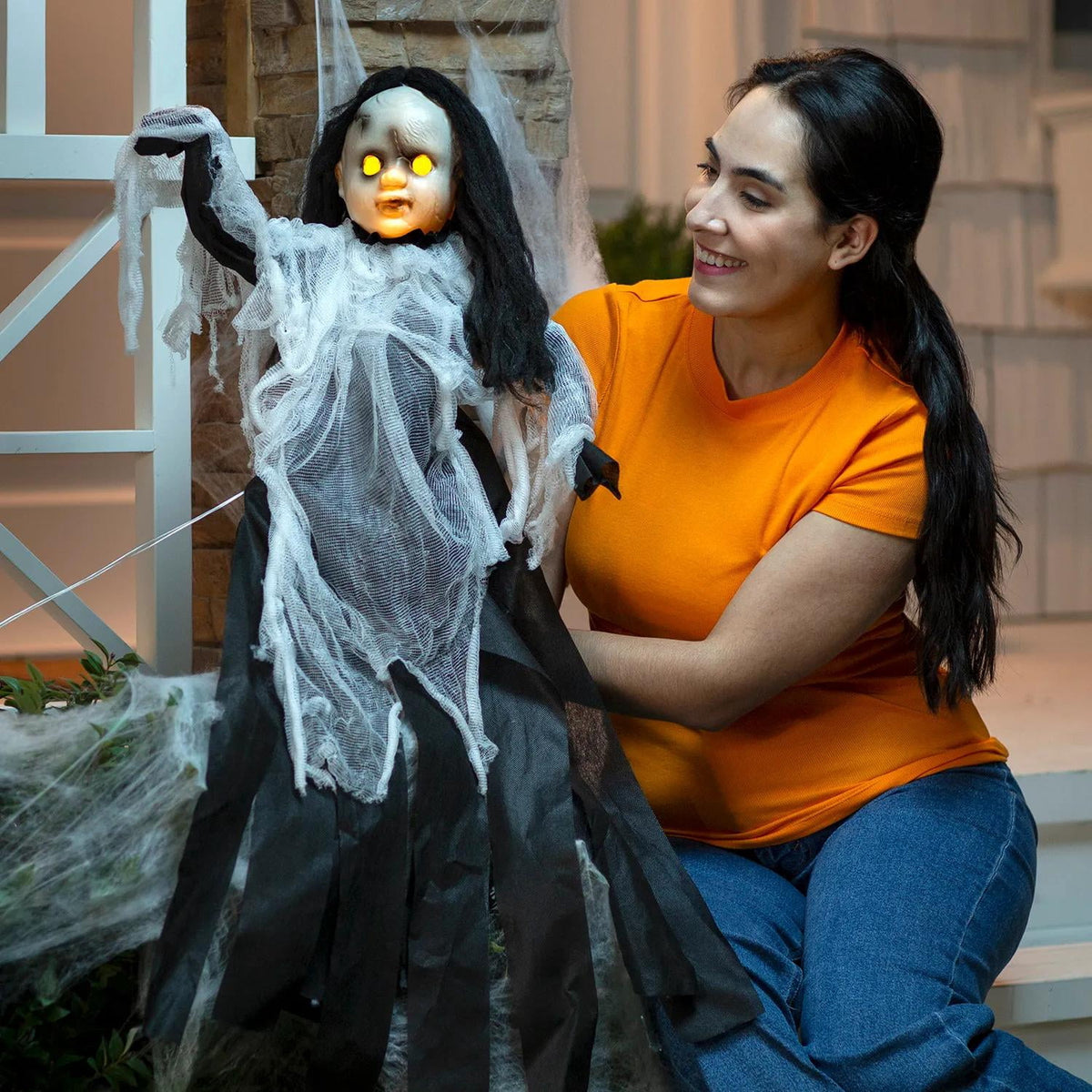 Haunt & Co Light-Up Spooky Doll Yard Stake , Halloween, Home Decor, Yard Art, 3 Pieces