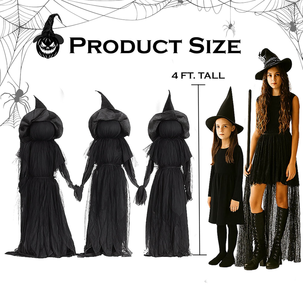 Haunt & Co Evergreen Set of 3 LED Lighted Halloween Witch Stakes, 4' Tall
