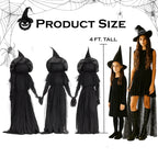 Haunt & Co Evergreen Set of 3 LED Lighted Halloween Witch Stakes, 4' Tall