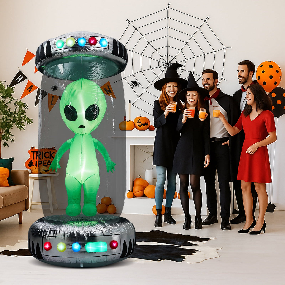 Haunt & Co 8 FT Halloween Inflatables UFO Alien Decoration Outdoor