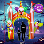 Haunt & Co 12FT Giant Clown Inflatable Archway with Built-in Lights - Scary Outdoor Yard Decorations