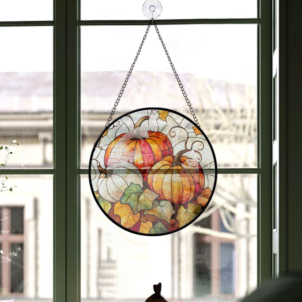 Haunt & Co Premium Christmas Gift - Halloween Orange White Ghosts Spookys Xmas Stained Glass Hanging Ornament - Festive Holiday Tree Decoration, Gift for Family & Friends, Collectible 2025
