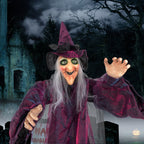 Haunt & Co Halloween Witch Hanging Animated Screaming Witch w/ Pre-Recorded Sound, LED Eyes