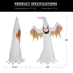 Haunt & Co VIVOHOME 8ft Height Halloween Inflatable White Ghost with Red Rotating Led Lights Blow up Outdoor Lawn Yard Decoration