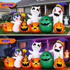Haunt & Co (2 pack) 7ft Long Halloween Inflatable with Lights,Pumpkin Ghost