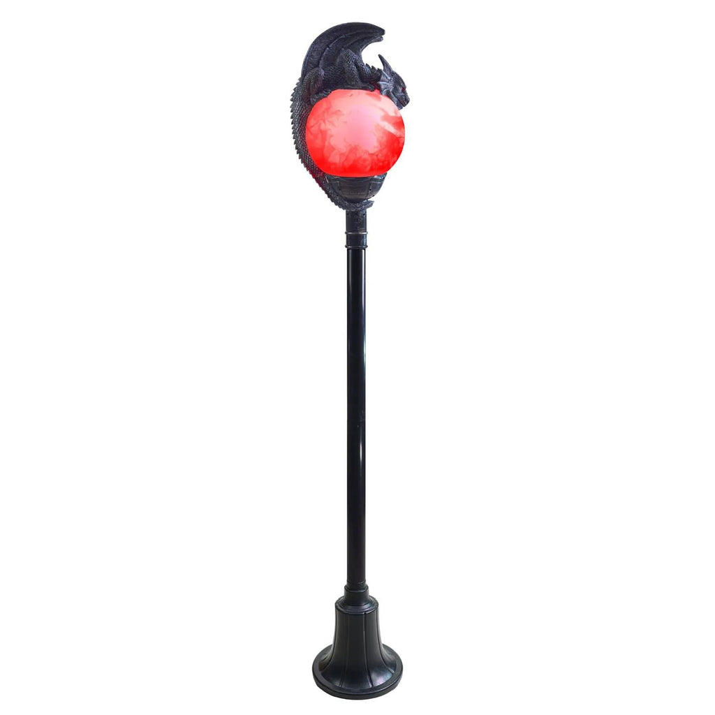 Haunt & Co TT59073 6 ft. Light-Up Flaming Dragon Lamp Post with Sound