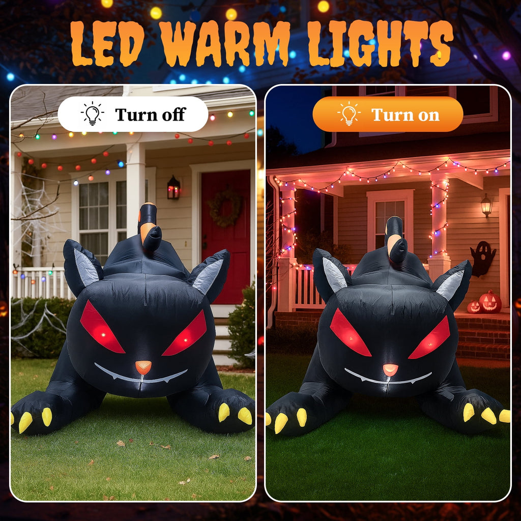 Haunt & Co 6.5' Halloween Black Cat Inflatable Moving Head, Built-in LEDs for Holiday Party