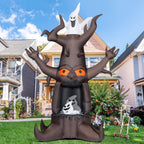 Haunt & Co Halloween Inflatables 9 FT Animated Halloween Tree Inflatables with Built-in LED lights, Scary Spooky Tree Inflatable with White Ghost, Outdoor for Halloween Holiday Party