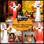 Haunt & Co Costway 8 FT Halloween Inflatable White Ghost with Rotatable Flame LED Lights