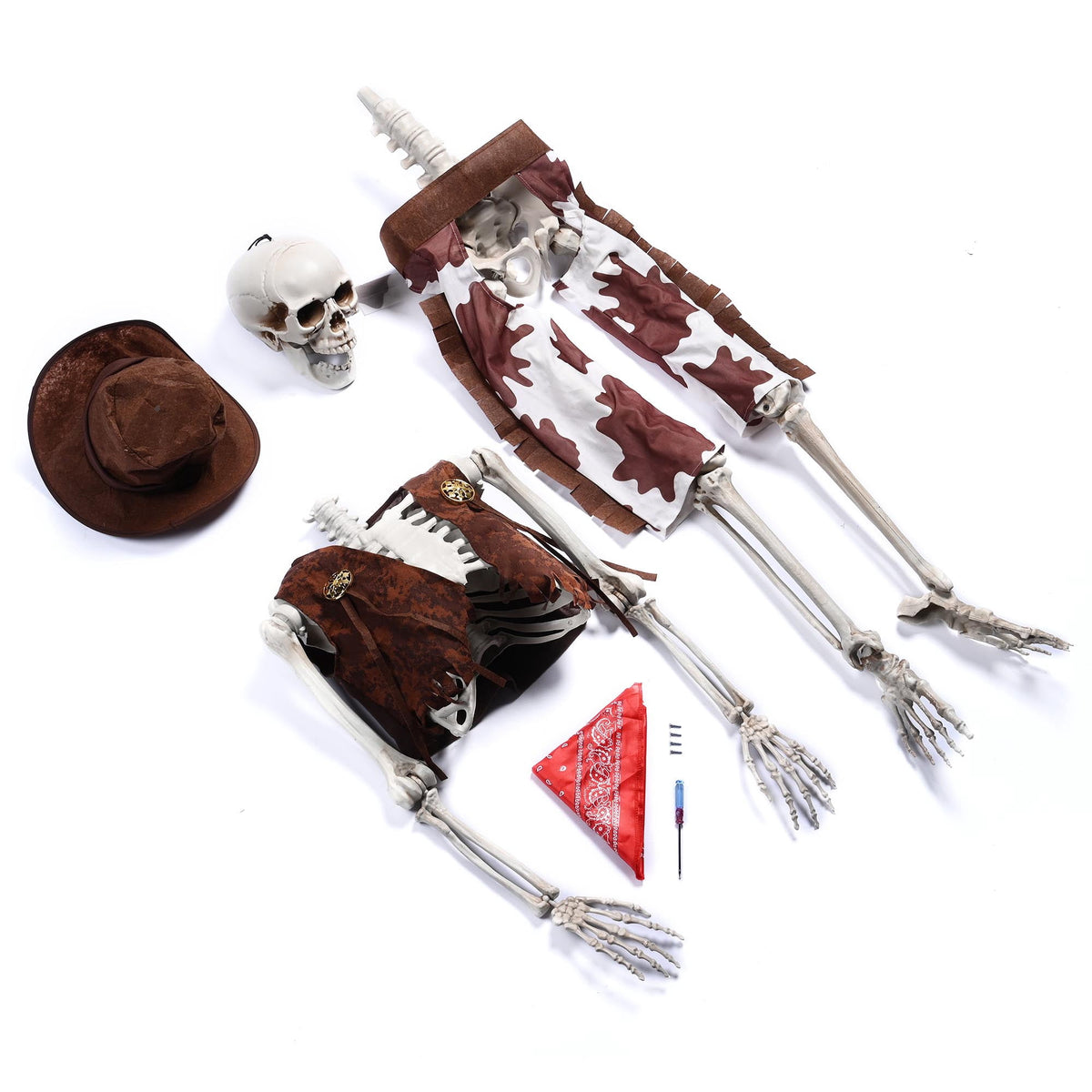 Haunt & Co Yescom Halloween 5.6Ft Life Size Skeleton Cowboy Detailed Costume Outdoor Indoor Haunted House Props Decor 2026