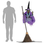 Haunt & Co EWSFHUI Flying Witch on Broom,5.9Ft Large Flying Hover Witch Sound & Touch Activated Sensor Suitable