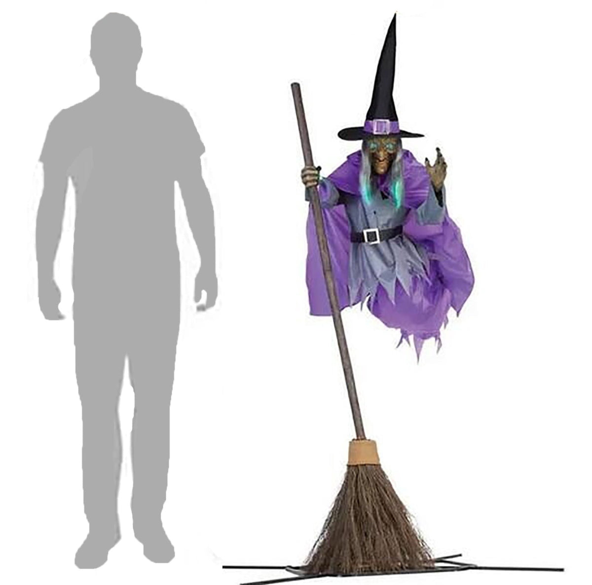 Haunt & Co EWSFHUI Flying Witch on Broom,5.9Ft Large Flying Hover Witch Sound & Touch Activated Sensor Suitable