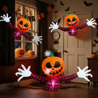 Haunt & Co 5 FT Halloween Inflatable Pumpkin Ghost - Outdoor LED Blow-Up Decoration with Giant Arms, Light-Up Eyes, Waterproof Yard Decor