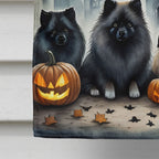 Haunt & Co Halloween Keeshond Dog House Flag 28x40IN Double-Sided Polyester Decorative Sleeve Pole Flag