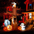 Haunt & Co Coolmade 8 ft Halloween Inflatable Outdoor Dead Tree with Ghosts Pumpkins Tombstone Bat, Halloween Blow Up Yard Decorations Clearance with Build-in LED Lights for Holiday Party Lawn Yard Garden
