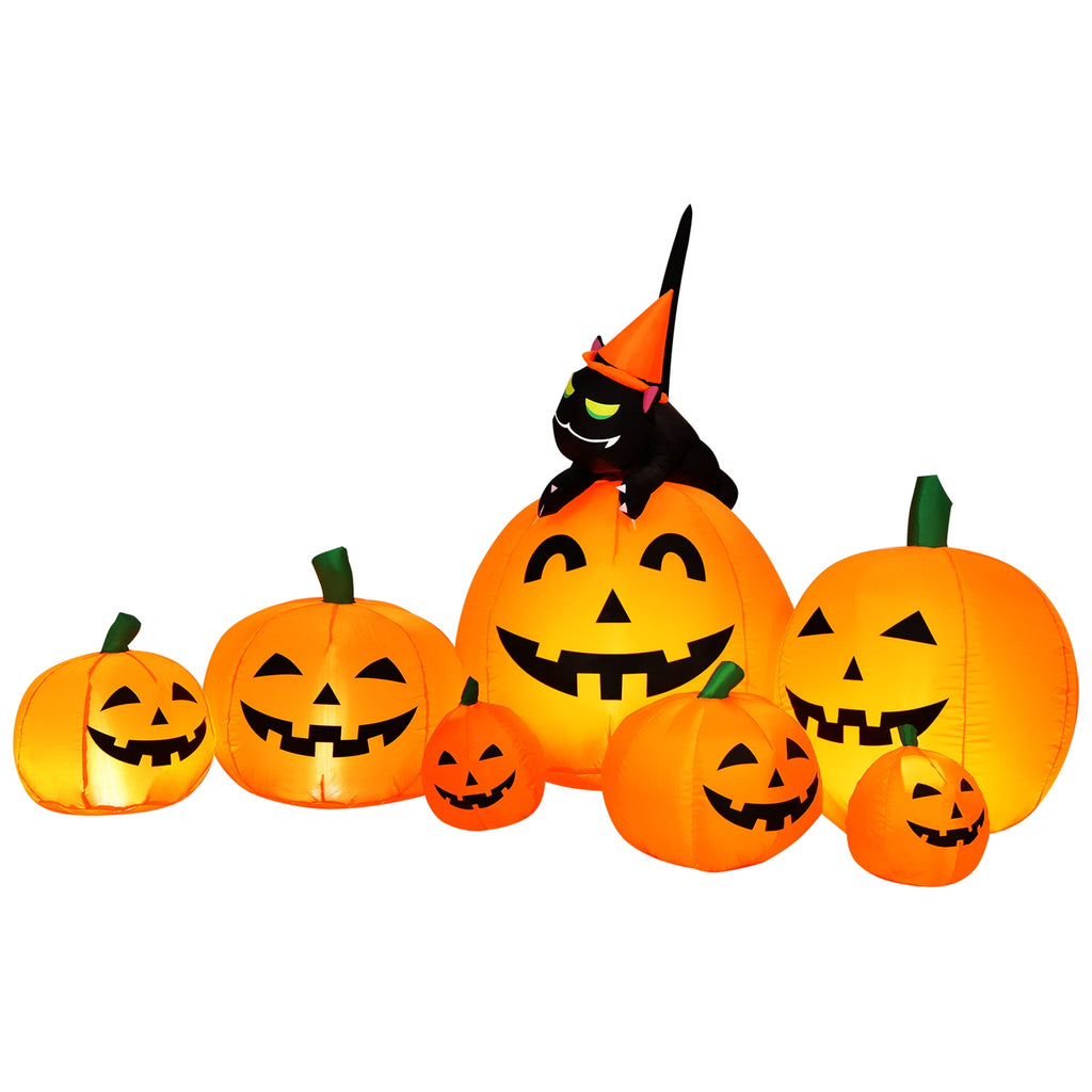 Haunt & Co Gymax Inflatable Pumpkin Combo 7.5ft Length w/ LED Lights