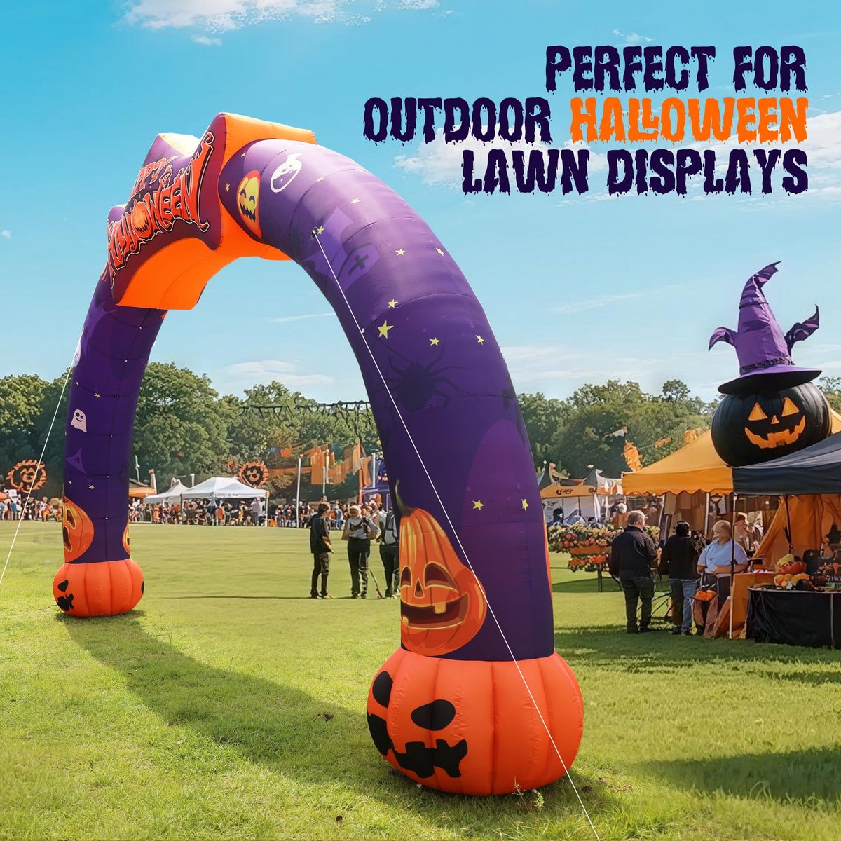 Haunt & Co Wellcomer 27ft Halloween Giant Inflatable Pumpkin Arch with Built-in Blower - Halloween Outdoor Decor