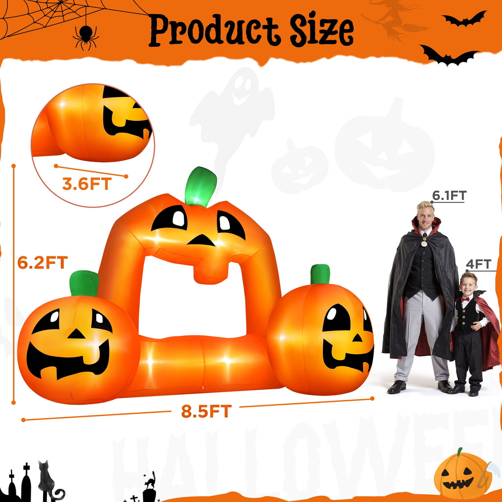 Haunt & Co (2 pack) 8.5FT Halloween Inflatable,Pumpkin Photo with Lights