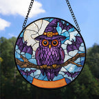Haunt & Co Christmas Gift - Owl Halloween BirdationsBird Christmas Stained Glass Hanging Ornament - Glossy Round Holiday Tree Decoration, Xmas Gift for Dad, Mom, Family & Friends, Keepsake 2025