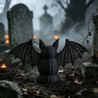 Haunt & Co SHJHENG Woven Bat Figurine â?? Black Rattan Style Halloween Decoration, Spooky Desktop Ornament for Home, Mantel, and Party Display, 7.09 Inch Tall