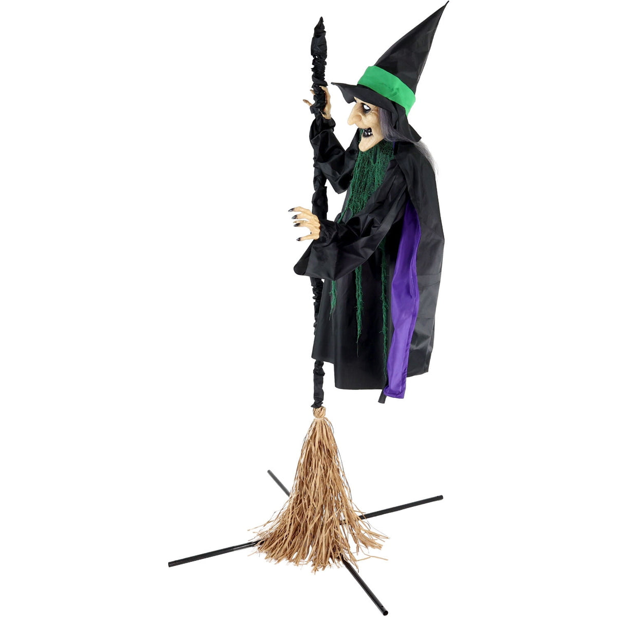Haunt & Co 6 ft Touch-Activated Mounted Flying Witch Halloween Animatronic