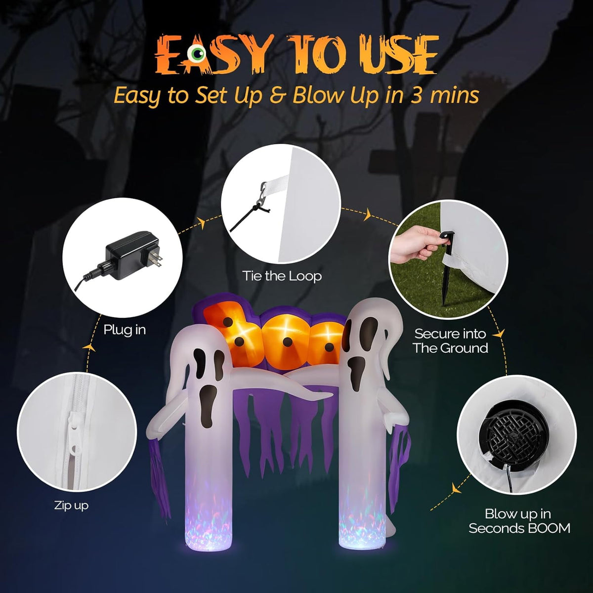 Haunt & Co VINGLI 9.8FT Inflatable Halloween Outdoor Decorations, Blow Up Yard Decorations, Built-in LED Lights Décor