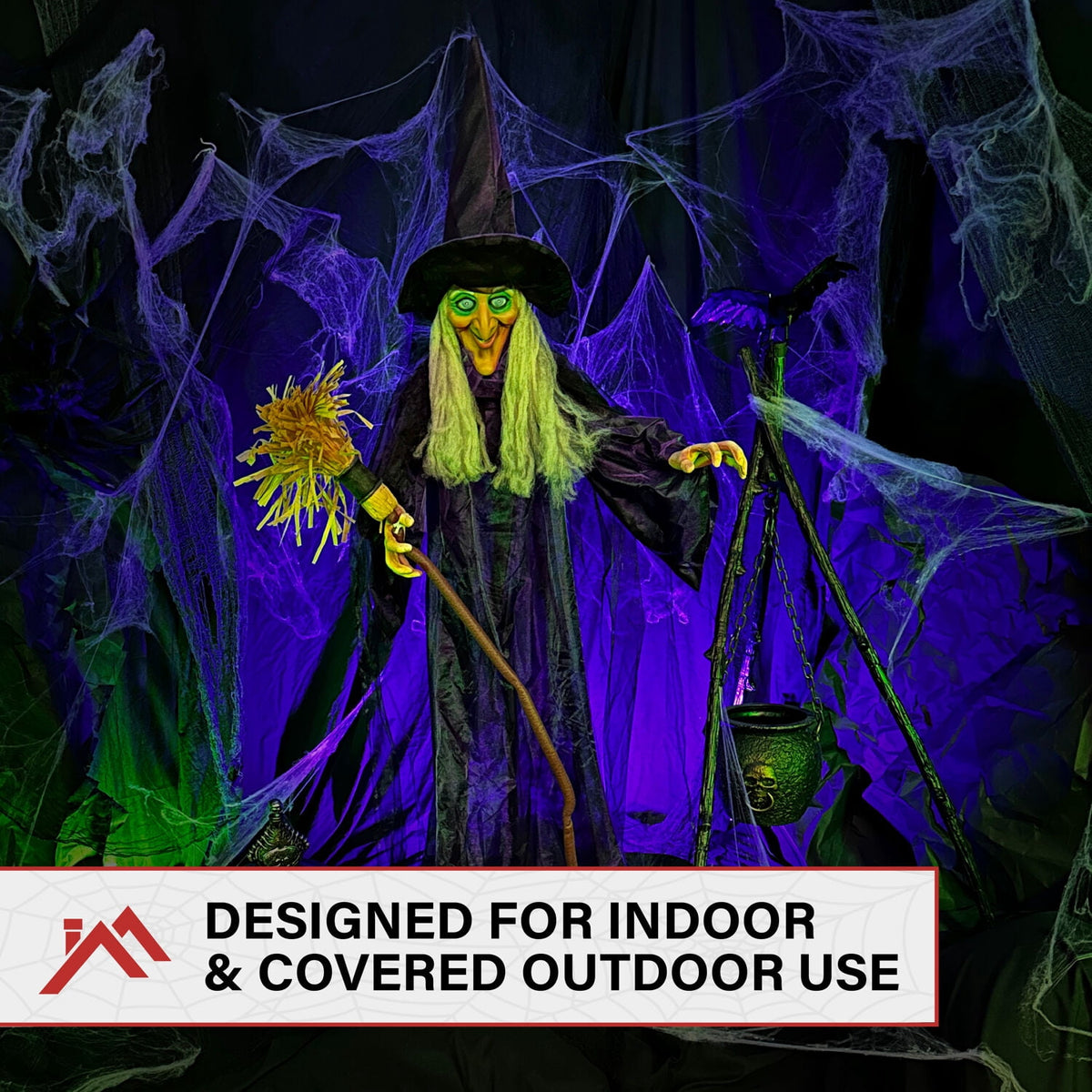 Haunt & Co Life-Size Animated Talking Witch w/ Broomstick, 6 ft