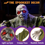 Haunt & Co Halloween Groundbreaker Animated Zombie with Crawling Creepy Animatronic Decorations with Movable Arms,Outdoor Scary
