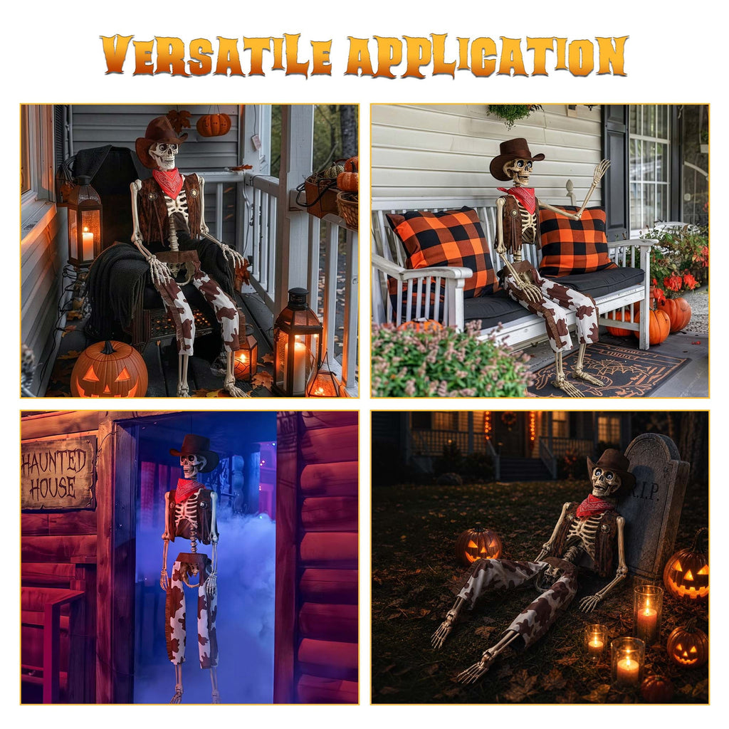 Haunt & Co Yescom Halloween 5.6Ft Life Size Skeleton Cowboy Detailed Costume Outdoor Indoor Haunted House Props Decor 2026