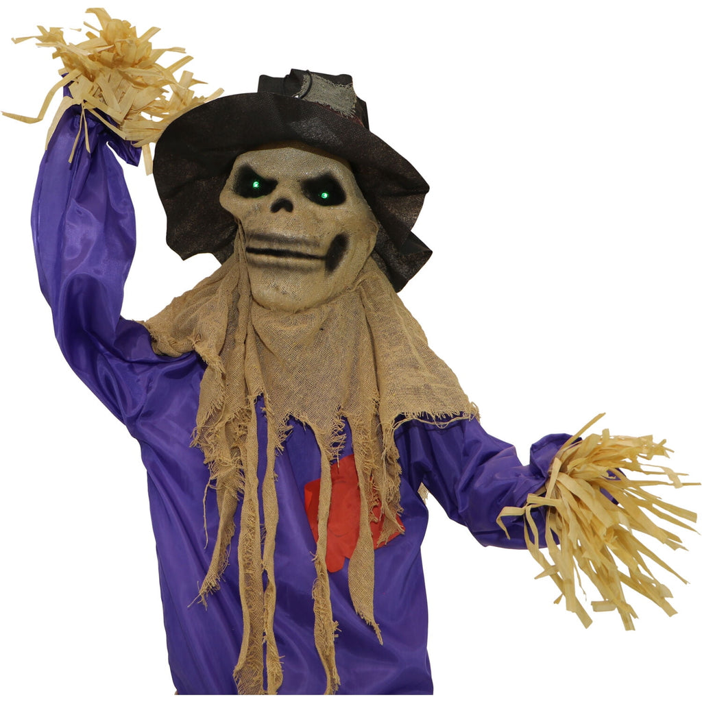 Haunt & Co 6 ft Standing Halloween Scarecrow Yard Decoration with LED Green Eyes