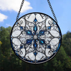 Haunt & Co Home Decor Christmas Gift - Christmas Snowflake Halloween Stained Glass Hanging Ornament - Merry & Bright Xmas Tree Decor, Holiday Gift for Family & Friends