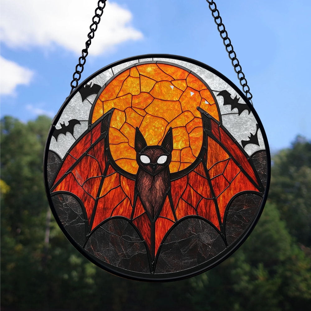 Haunt & Co Bedroom Christmas Gift - Halloween Bat Bird Spooky Holiday Stained Glass Hanging Ornament - Christmas Tree Decoration, Meaningful Gift for Family & Friends, Keepsake 2025