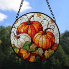 Haunt & Co Premium Christmas Gift - Halloween Orange White Ghosts Spookys Xmas Stained Glass Hanging Ornament - Festive Holiday Tree Decoration, Gift for Family & Friends, Collectible 2025