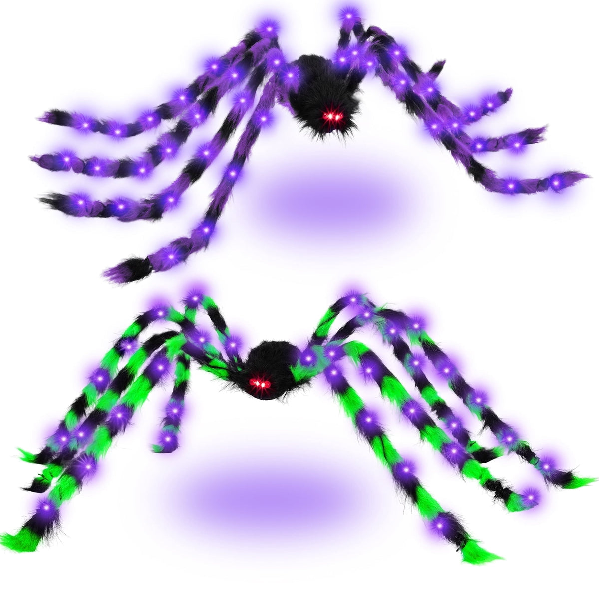 Haunt & Co Outdoor, 5Ft Giant Spider Light Up Spider, 2 Pack Scary Large Halloween Spider Decor for Home Party Favor Yard Decor