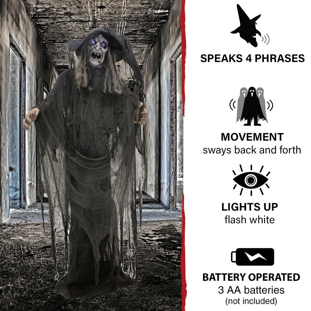 Haunt & Co 5.75 ft Animatronic Witch Indoor/Covered Outdoor