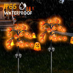 Haunt & Co 2 packs 40 LEDs Solar Halloween Pumpkin Stake Lights, 2 Modes Outdoor Waterproof , Solar Halloween Lights Stakes