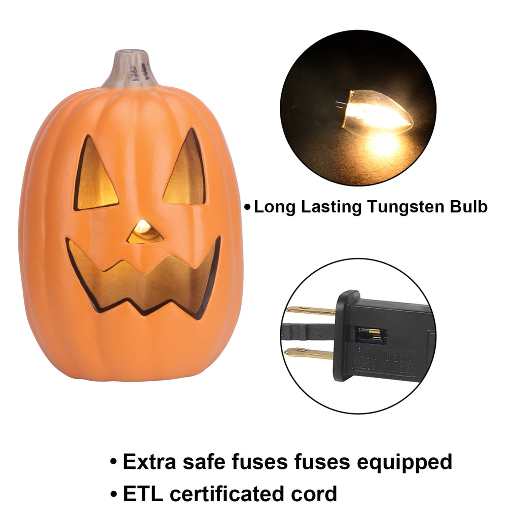 Haunt & Co 16in Pre-lit Halloween Pumpkin Jack O' Lantern with Bulbs