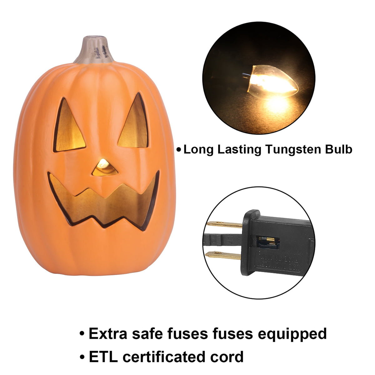 Haunt & Co 16in Pre-lit Halloween Pumpkin Jack O' Lantern with Bulbs
