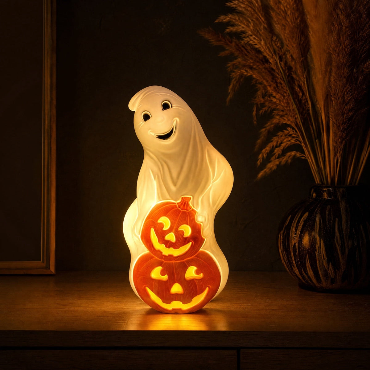 Haunt & Co Winter Poetry Upgrade Hanging Ghost Resin Figurine, Spooky Halloween Indoor Outdoor Decor, Reusable Floating Ghost Ornament for Porch Ceiling Shelf