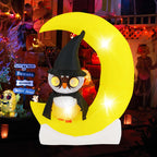 Haunt & Co Costway 4.3 x 5.1 ft Inflatable Owl on Moon LED Lighted w/ Large Moon & Wizard Owl w/ Stakes & Sandbags