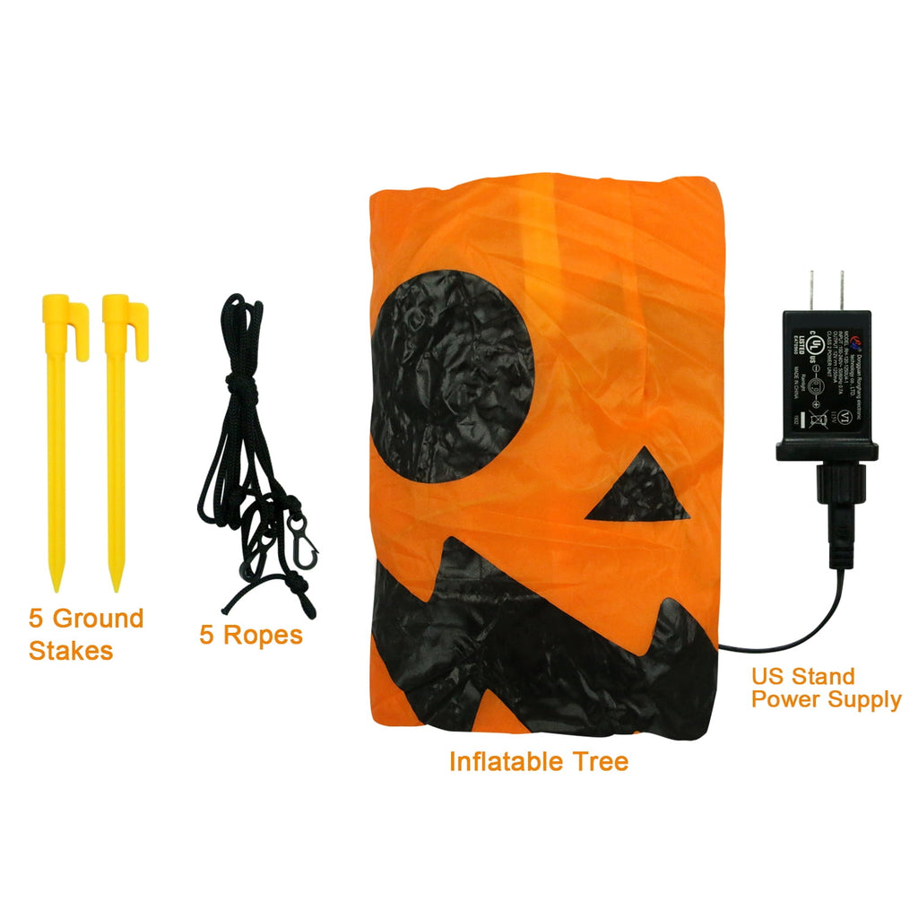 Haunt & Co 8 ft Halloween Inflatable Pumpkin, Giant Lighted Jack-O'-Lantern Blow Up Yard Decoration Waterproof with LED, Blower, Stakes and Tethers