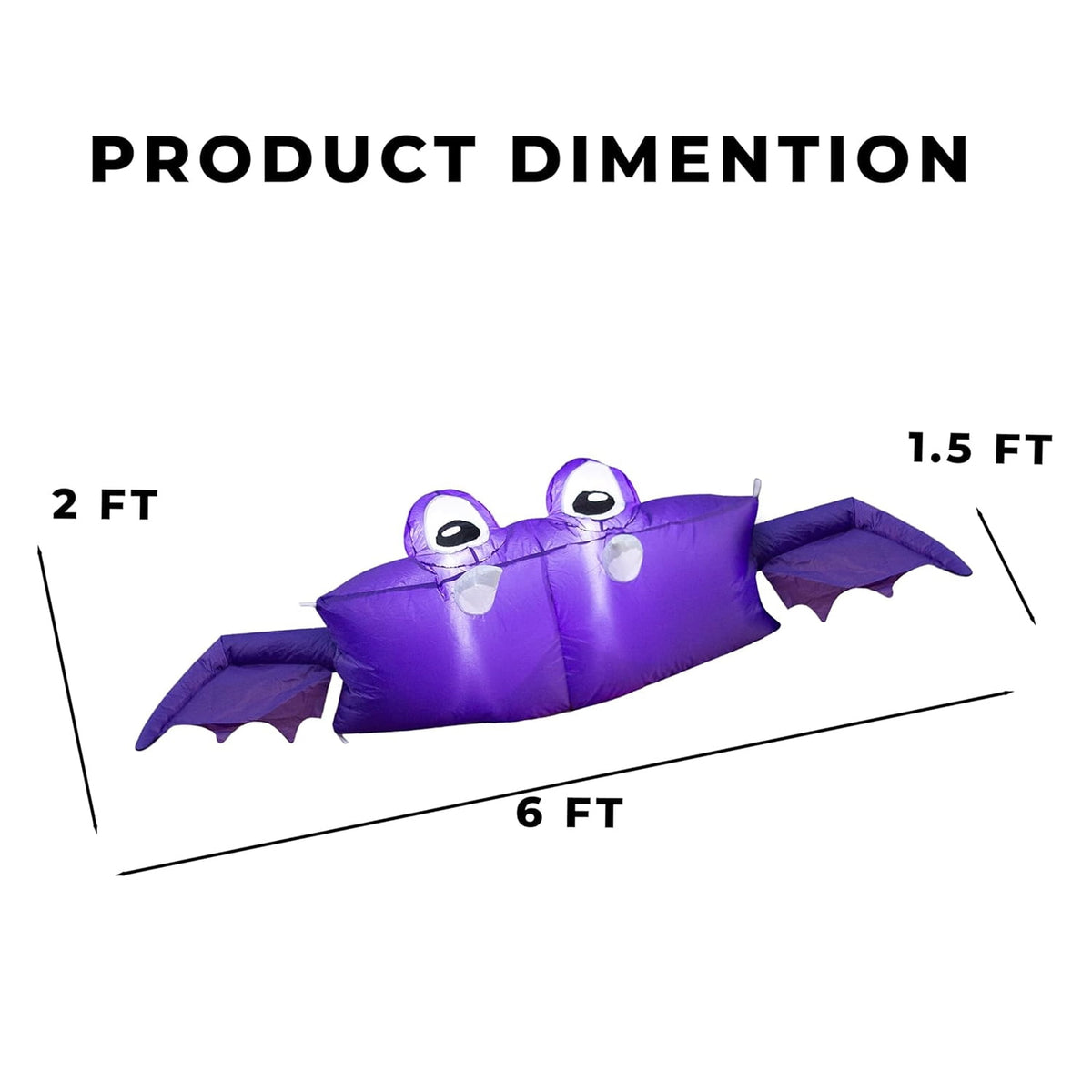 Haunt & Co Zone Tech 6 FT Inflatable Bat Car Trunk Decor with Built-in LEDs, Blow Up Decoration for Halloween (1-Pack)