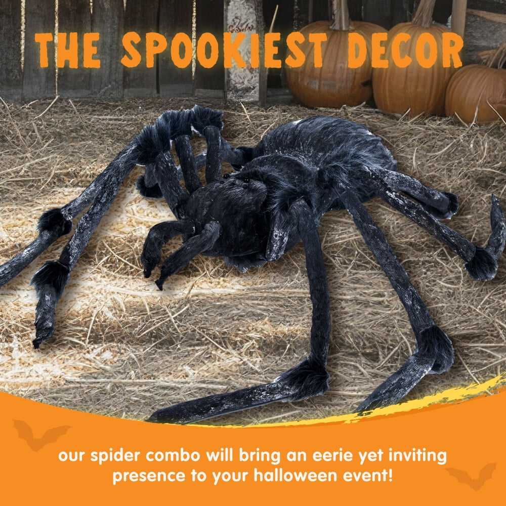 Haunt & Co 45inch Giant Spider ,Scary Spider Halloween Outdoor Party Decorations Props ,Black